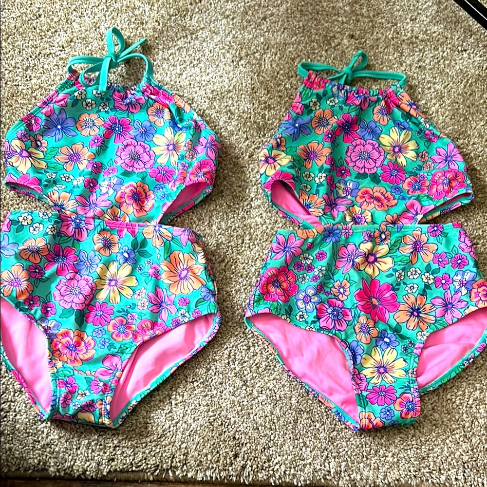 Girls Floral High-Neck Two-Piece Swimsuit Set - Cat & Jack